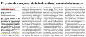 PL de único vereador da ZL, Rinaldi Digilio, pretende assegurar símbolo do autismo em estabelecimentos