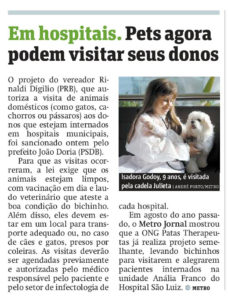 PL de vereador da Vila Prudente, Rinaldi Digilio, que autoriza visita de pets a donos internados foi sancionado e vira lei